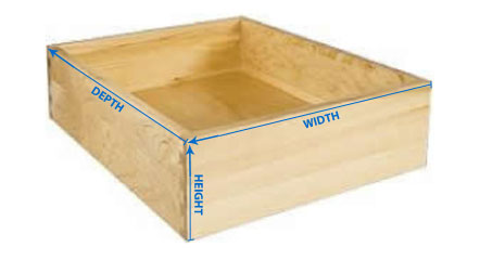 Drawer Box showing Dimensions
