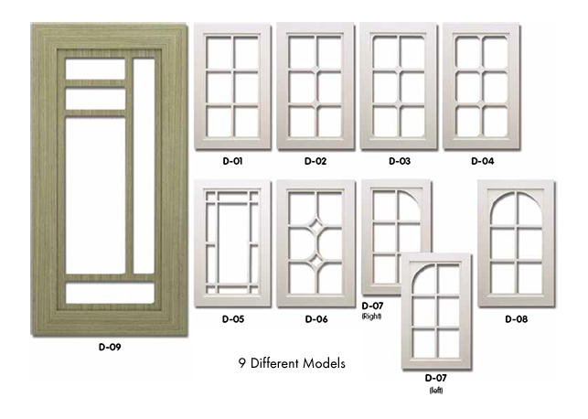 Image showing different cabinet doors with different mullion frame styles - 9 choices