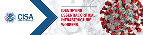 CISA.GOV Banner for COVID-19 Essential Workforce