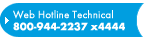 Pullout tab showing Web Hotline Technical Support 800-944-2237 x4444