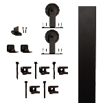 Product: 6 Foot Rolling Barn Door Flat Rail Kit, Black Finish - Top Mount with 3