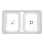 Product: Acrylic Sink, A-355 Series - Undermount Kitchen Sink, Double Equal Bowl, White
